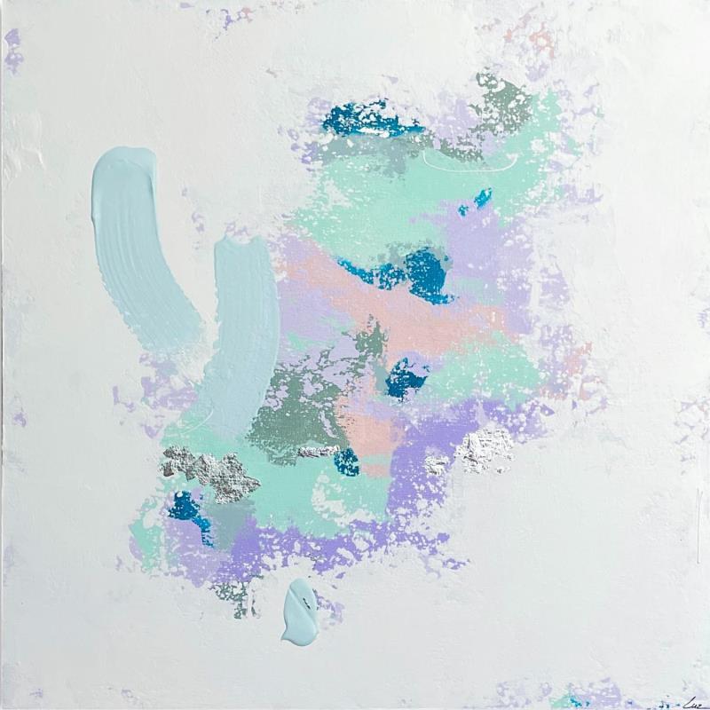 Pintura Two little tears por Luz Alexandra | Pintura Abstracto Minimalista Acrílico Hoja de plata