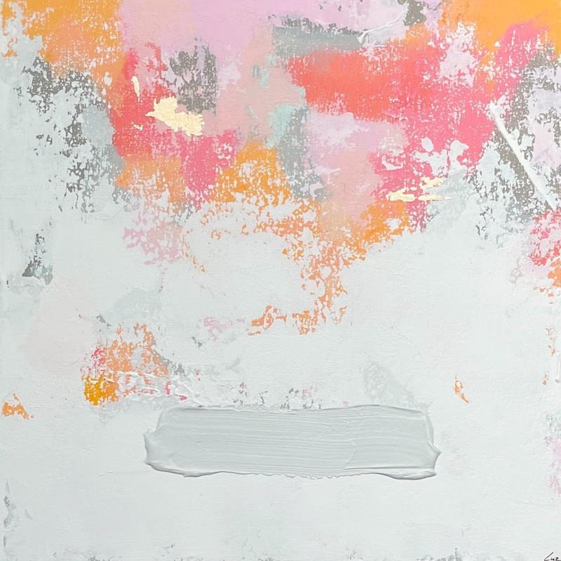 Gemälde Love is the answer von Luz Alexandra | Gemälde Abstrakt Minimalistisch Acryl Blattgold