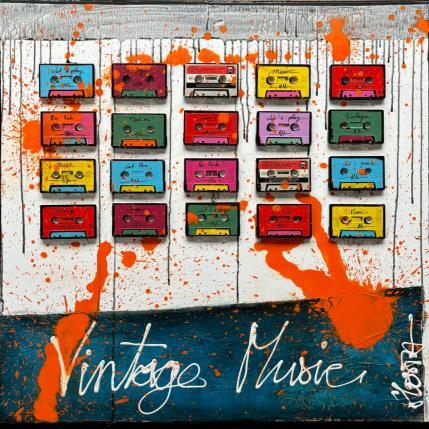 Peinture Vintage Music par Costa Sophie | Tableau Pop-art Acrylique, Collage, Upcycling