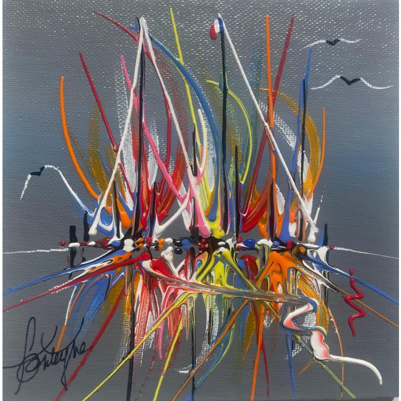 Painting L'Arrivée by Fonteyne David | Painting Figurative Marine Minimalist Acrylic