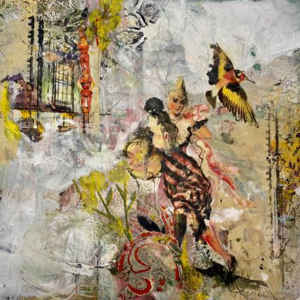 Peinture Happy together par Bergeron Marie-Josée | Tableau Abstrait Acrylique, Collage, Encre, Papier, Pastel, Textile