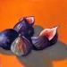 Painting figues sur fond orange by Morales Géraldine | Painting Figurative Still-life Oil