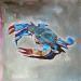 Painting le crabe bleu by Morales Géraldine | Painting Figurative Animals Oil