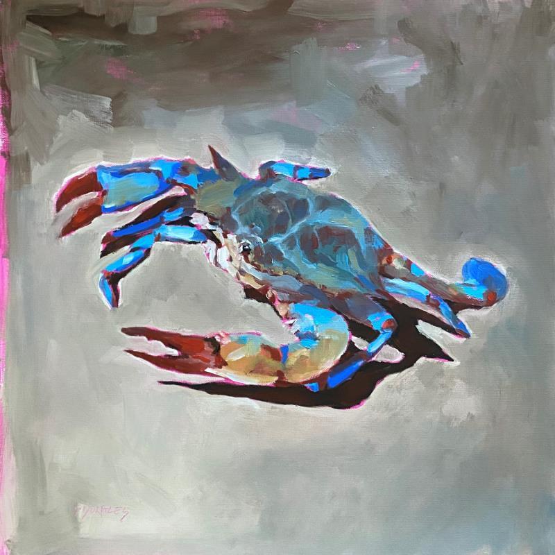 Painting le crabe bleu by Morales Géraldine | Painting Figurative Animals Oil