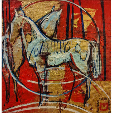 Peinture Les deux amis par Machi | Tableau Figuratif Huile