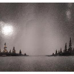 Peinture Fjord par Rey Julien | Tableau Figuratif Feuille d'or Paysages