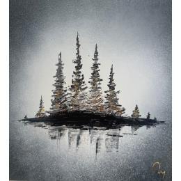 Painting En Finlande by Rey Julien | Painting Figurative Gold leaf Landscapes, Pop icons