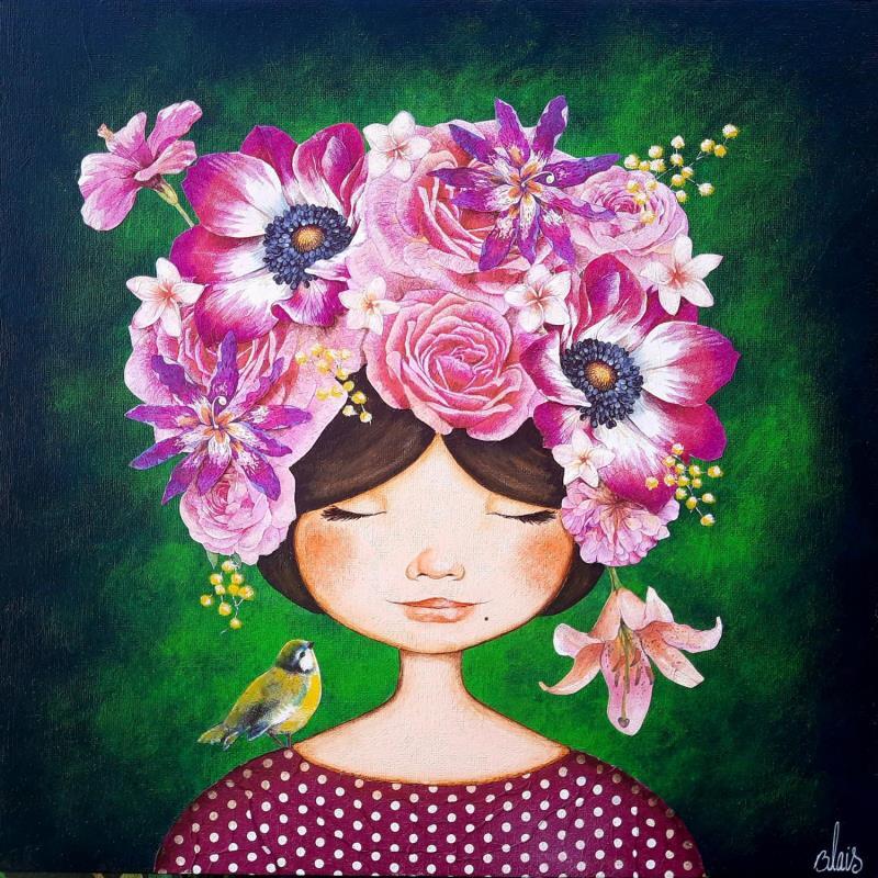 Painting Rosalia by Blais Delphine | Painting Raw art Portrait Child Acrylic Gluing