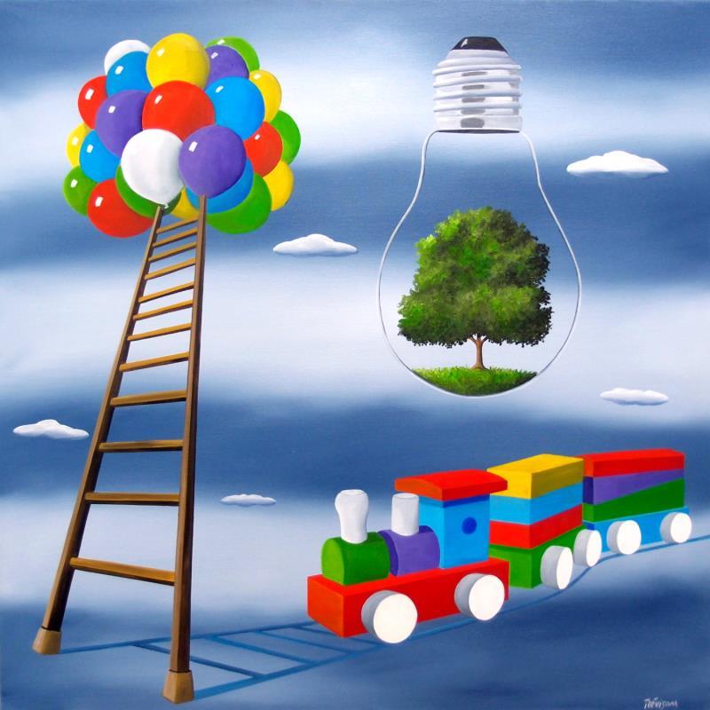 Peinture Free space par Trevisan Carlo | Tableau Surréalisme Paysages Nature Huile