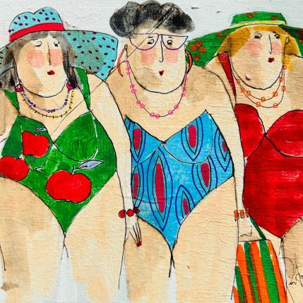 Painting Babette Véro Zoé by Colombo Cécile | Painting Naive art Acrylic, Gluing, Ink, Pastel, Watercolor Pop icons, Portrait