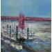 Peinture Pont rose 1 par Dessein Pierre | Tableau Figuratif Marine Huile