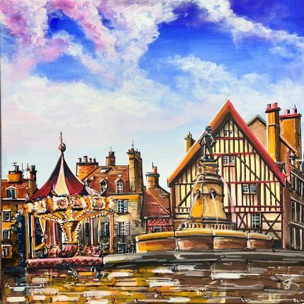 Painting Fin de journée au carrousel de la place du Bareuzai by Touras Sophie-Kim  | Painting Realism Acrylic Architecture, Landscapes, Urban