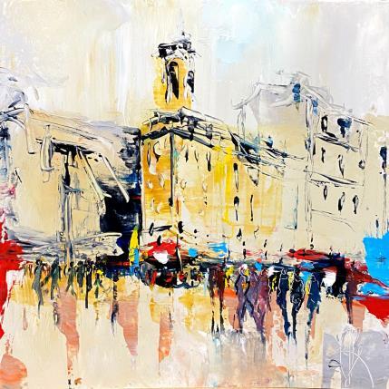 Painting Sur la place ensoleillée by Raffin Christian | Painting Figurative Oil Urban