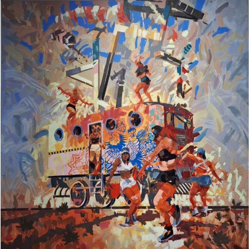 Painting Totem Party by Heaton Rudyard | Painting Figurative Oil Acrylic