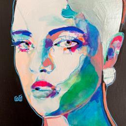 Painting Conversations Silencieuses «Soucieuse» by Coco | Painting Figurative Acrylic, Ink Portrait