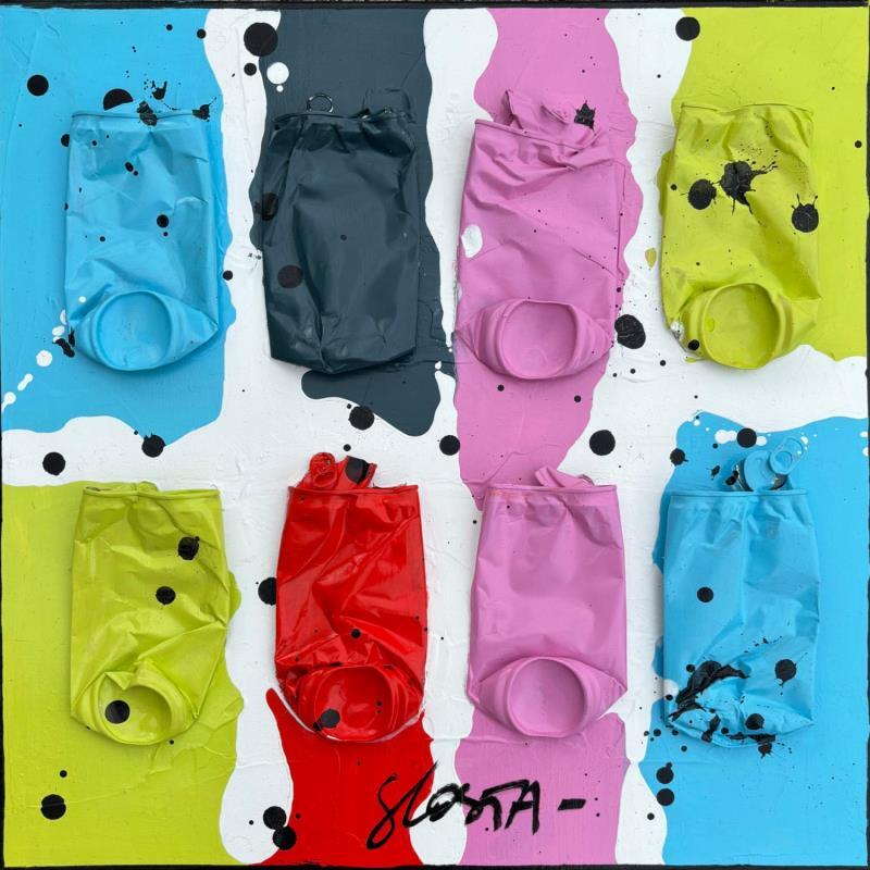 Peinture Mini Puzzle par Costa Sophie | Tableau Pop-art Acrylique Collage Upcycling