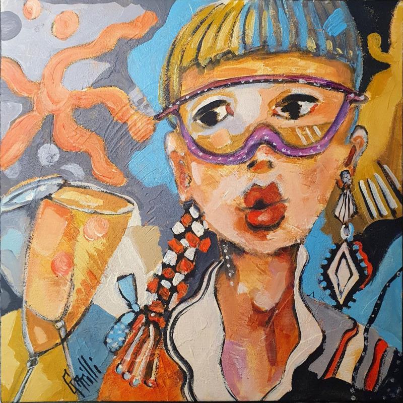 Painting Tchin-tchin de bord de mer  by Garilli Nicole | Painting Figurative Life style Acrylic