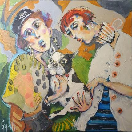 Peinture Un amour de Toutou par Garilli Nicole | Tableau Figuratif Acrylique Animaux, Scènes de vie