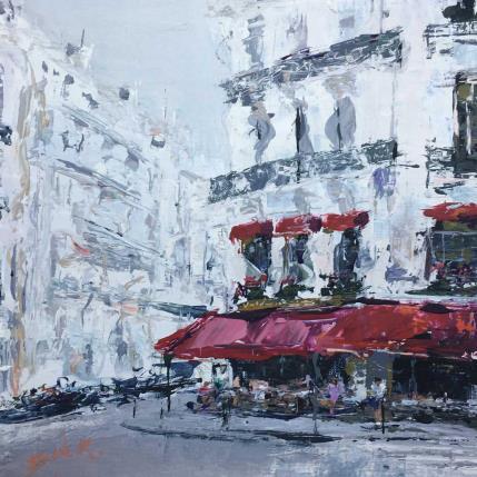 Painting Loin à Paris by Rodrigues Bené | Painting Figurative Acrylic Urban