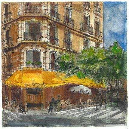 Painting Déjeuner au relais parisien by Sorokopud Angelina | Painting Realism Watercolor Pop icons, Urban