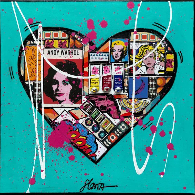 Peinture Pop He(art) par Costa Sophie | Tableau Pop-art Icones Pop Acrylique Collage Upcycling