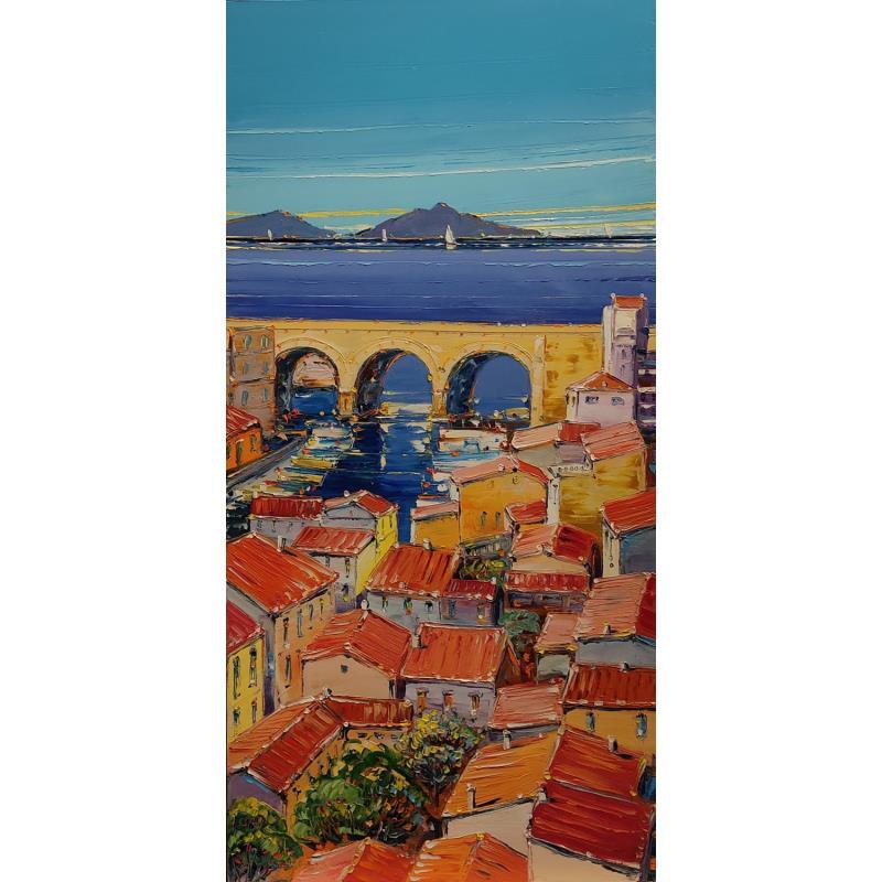 Painting Toits roses, Vallon des Auffes by Corbière Liisa | Painting Figurative Oil Landscapes