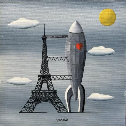 Painting La lune à Paris by Trevisan Carlo | Painting Oil
