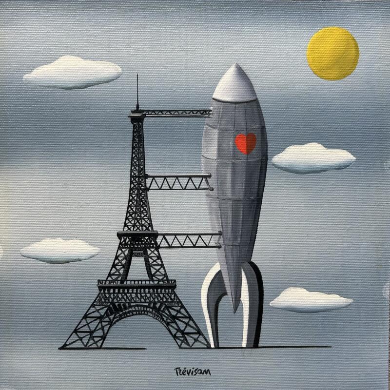 Painting La lune à Paris by Trevisan Carlo | Painting Oil