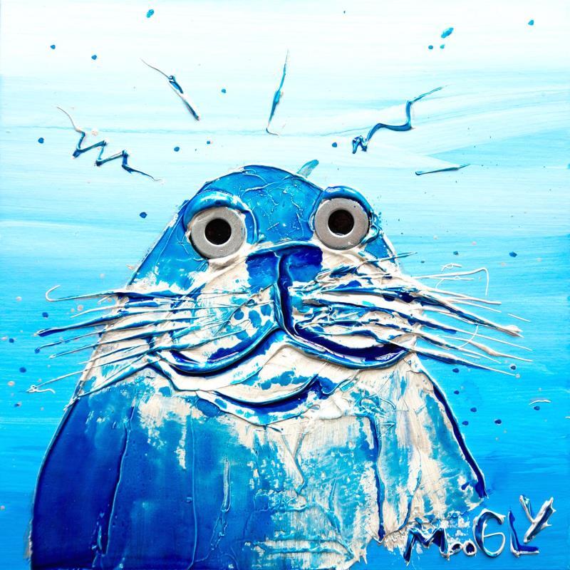 Peinture Informatus par Moogly | Tableau Art Singulier Animaux Carton Acrylique Résine Pigments