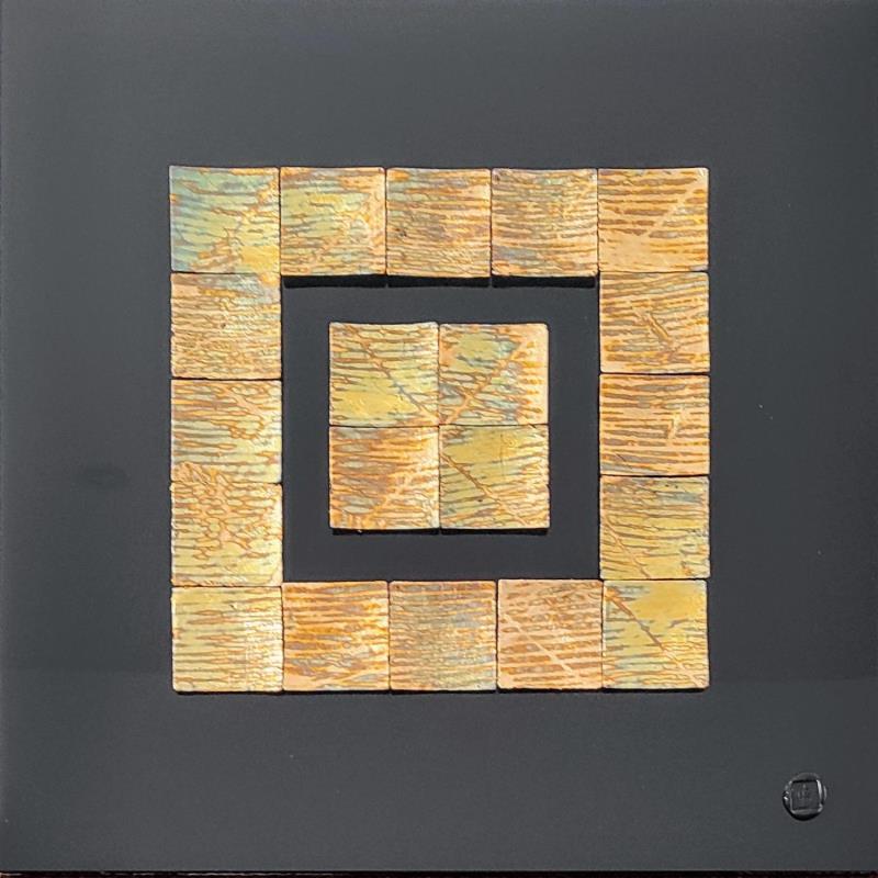 Painting Jamaica  by Bauquel Véronique | Painting Abstract Minimalist Wood Metal Gluing Resin
