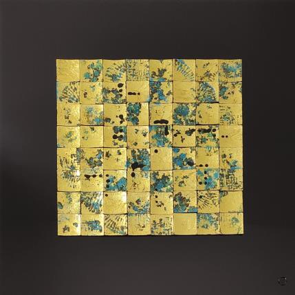 Painting Blue Pearl by Bauquel Véronique | Painting Abstract Gluing, Lacquer, Metal, Resin, Wood Minimalist