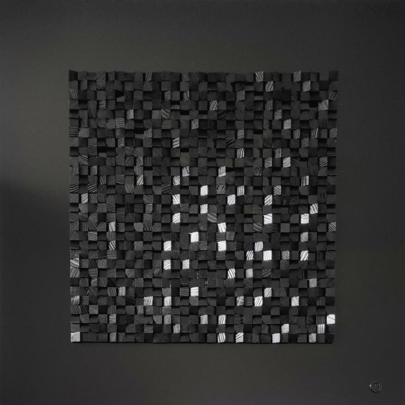 Peinture Onyx par Bauquel Véronique | Tableau Abstrait Minimaliste Bois Acrylique Collage