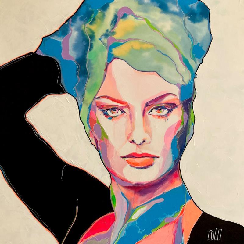 Painting 80x80 Pourmeplaire  by Coco | Painting Figurative Portrait Acrylic