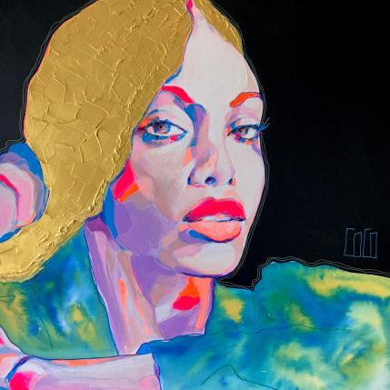 Peinture 80x80 « Enflammoi » par Coco | Tableau Figuratif Acrylique Portraits