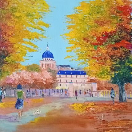 Painting Promenade d’automne à Paris  by Degabriel Véronique | Painting Figurative Oil Landscapes, Life style, Urban