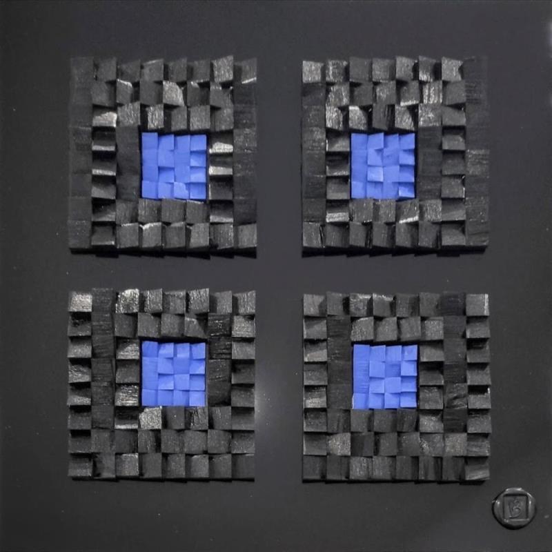 Peinture Hilo par Bauquel Véronique | Tableau Abstrait Minimaliste Collage