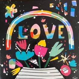 Peinture FLOWERS LOVE par Mam | Tableau Pop-art Acrylique Minimaliste, Nature, Société