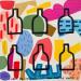 Peinture HAPPY BOTTLES par Mam | Tableau Pop-art Société Icones Pop Minimaliste Acrylique