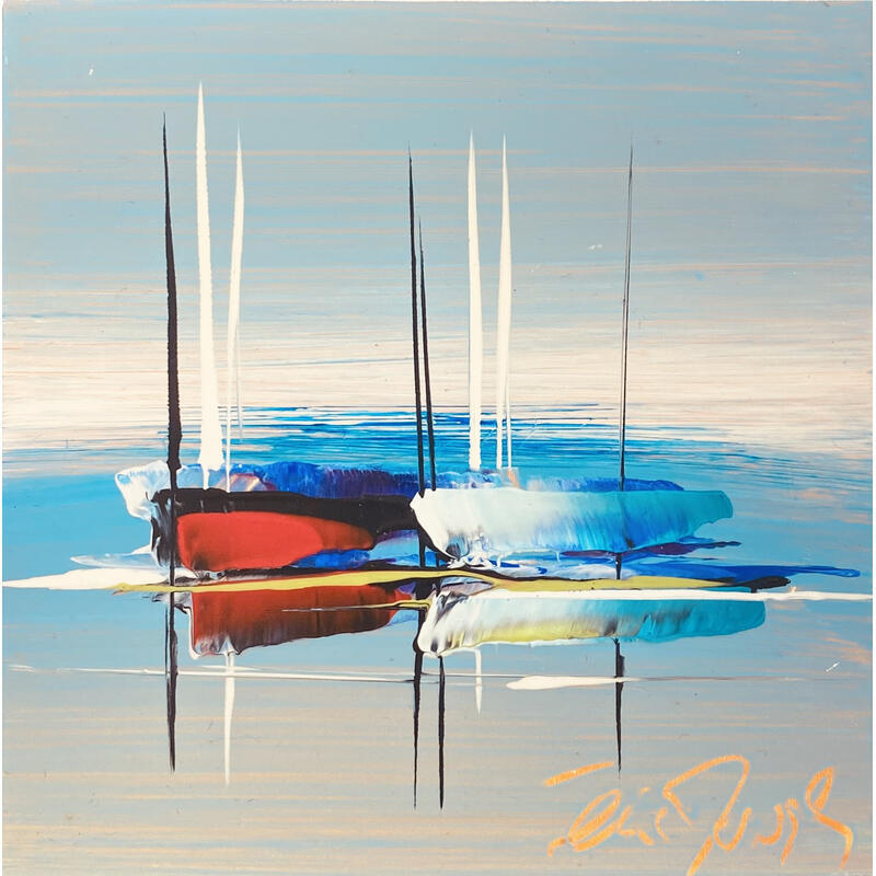Painting Doux paysage by Munsch Eric | Painting Figurative Marine Oil Acrylic