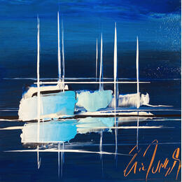 Painting Un rêve bleu by Munsch Eric | Painting Figurative Acrylic, Oil Marine