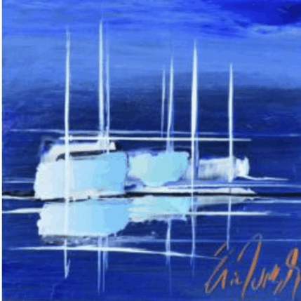 Gemälde Un rêve bleu von Munsch Eric | Gemälde Figurativ Acryl, Öl Marine