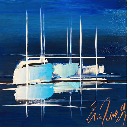 Painting Un rêve bleu by Munsch Eric | Painting Figurative Acrylic, Oil Marine