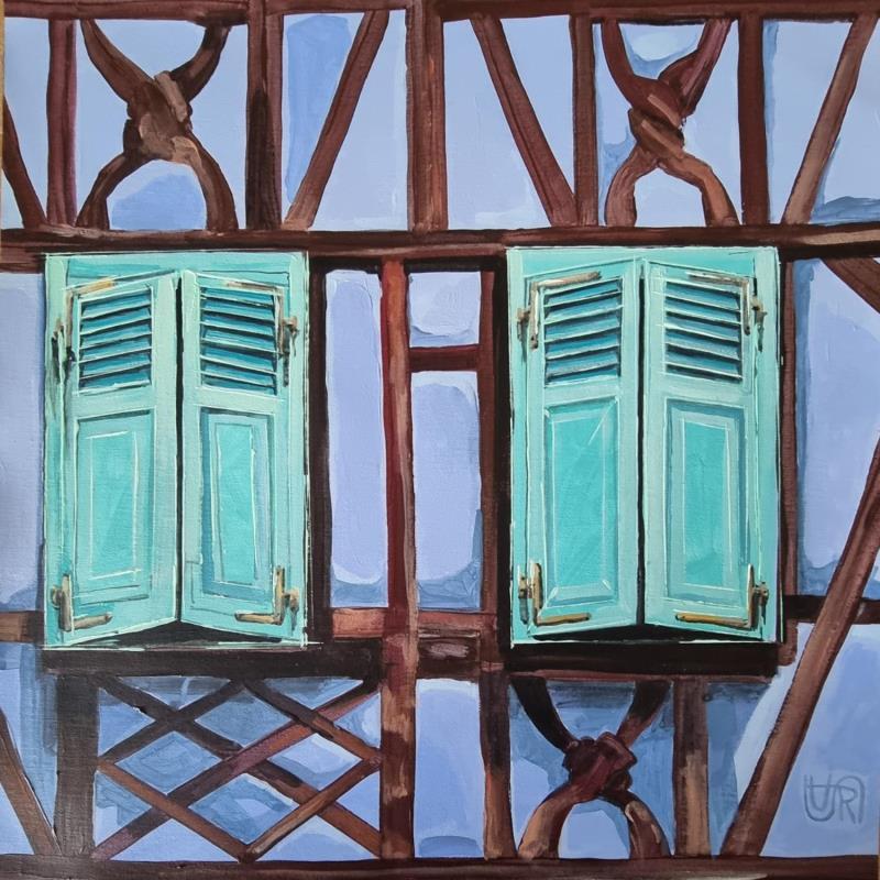 Peinture Green shutters par Rasa | Tableau Figuratif Urbain Acrylique