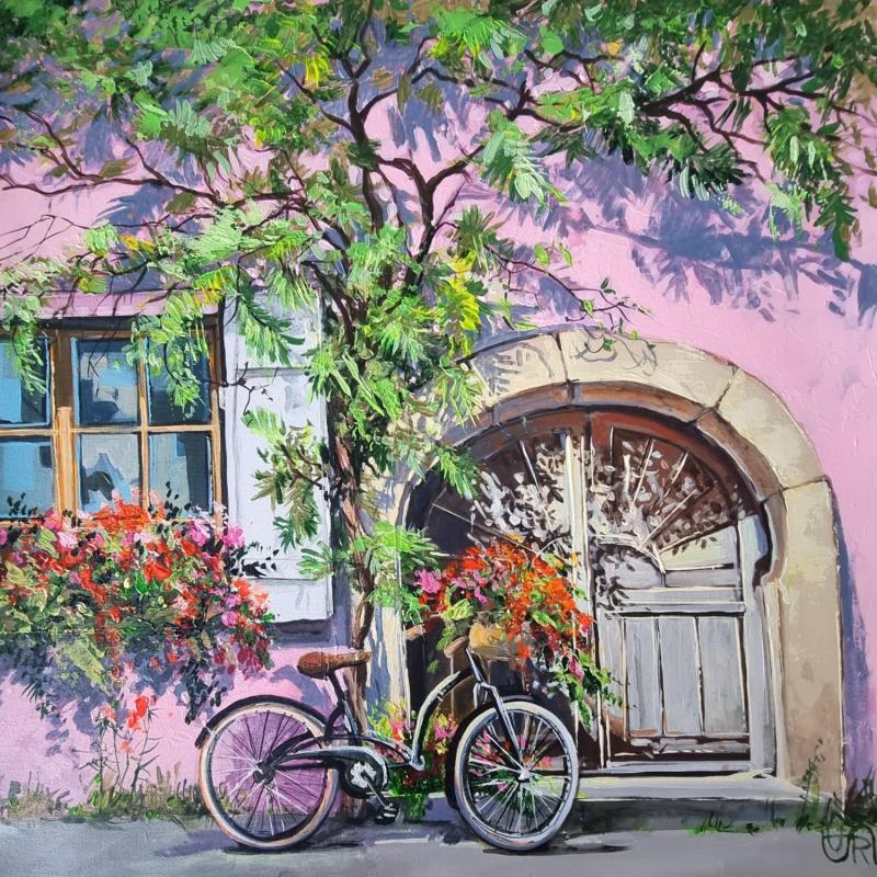 Painting Pink day by Rasa | Painting Figurative Urban Acrylic