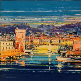 Pintura Lumière du soir, Marseille por Corbière Liisa | Pintura Figurativo Aceite Marine, Paisajes
