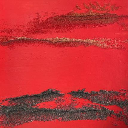 Peinture Carré Grain de Sable Rouge par CMalou | Tableau Matiérisme Sable Minimaliste