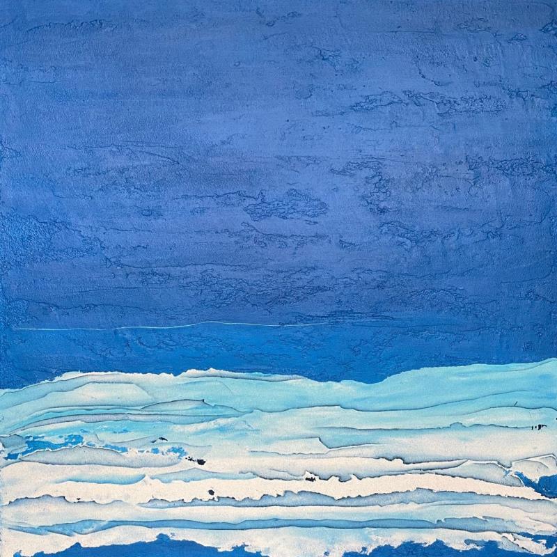 Peinture La Dame en Bleu par CMalou | Tableau Matiérisme Minimaliste Sable