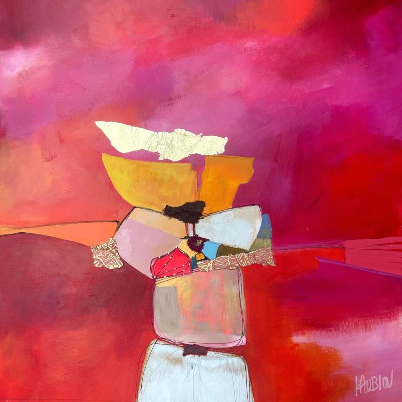 Painting Puiser les forces dans la terre by Lau Blou | Painting Abstract Landscapes Cardboard Acrylic Gluing