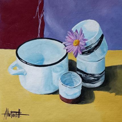 Painting Piccolo fiore rosa by Parisotto Alice | Painting Figurative Oil