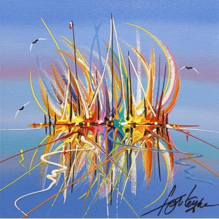 Peinture L'horizon bleu et coloré par Fonteyne David | Tableau Figuratif Acrylique Marine